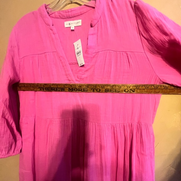 Lou & Grey Loft Small Cotton Tiered Dress Pink Pockets Maxi Travel - Picture 11 of 13